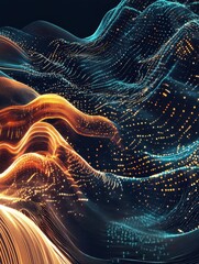 Wall Mural - big data flow technology and science vector background, tech abstraction with lines electronics and 