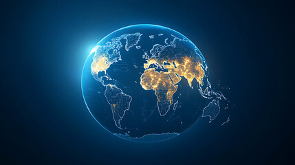 Global view of earth's night lights planet earth digital illustration space aerial perspective environmental awareness