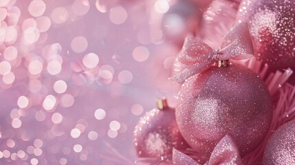 Canvas Print - Pink Christmas ornaments with bows