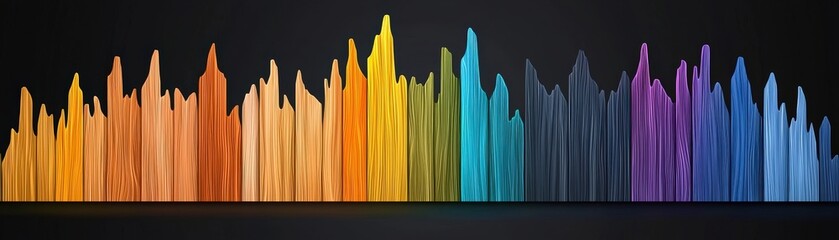 Wall Mural - Colorful Abstract Soundwave Visualization with Vibrant Hues on a Dark Background