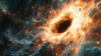 3d illustration cosmic inferno black hole consumes galaxy