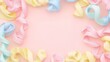 © co - Pastel Ribbons Frame on Pink Background: A Delightful Festive Design