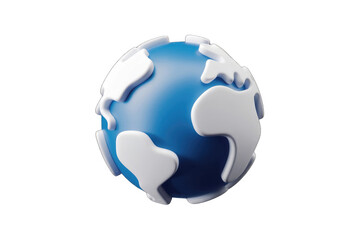 Poster - Stylized 3D model of Earth, continents depicted in white on a blue sphere.