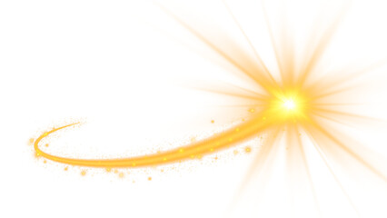 Wall Mural - golden sparkling falling star. stardust trail. cosmic glittering wave. png overlay
