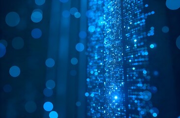 Abstract blue background with bokeh lights. 