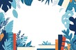 © Creative Design - A vibrant, educational background with books and tropical foliage.