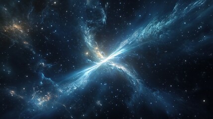 Wall Mural - Cosmic Burst: A Celestial X-Ray Beam Illuminates Interstellar Nebula