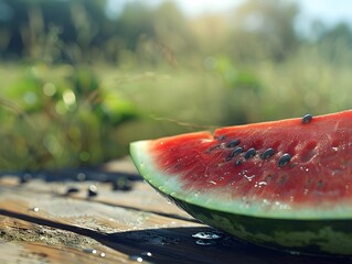 Wall Mural - Fresh Healthy Red Watermelon Slice Summer Fruit