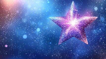 Shiny Star Icon in Sky | Wide Angle Centered Image for Graphic Design