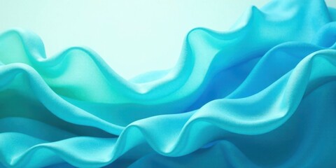Aufkleber - Aqua Blue Silk Fabric Draped in Soft Waves and Gentle Folds