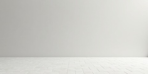 Poster - Simple White Room with Plain Wall and Tiled Floor Ideal for Mockups