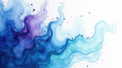 Aufkleber - Abstract Blue and Purple Watercolor Swirls An Ethereal Fluid Design