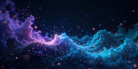 Poster - Abstract Cosmic Landscape Sparkling Nebulae and Glimmering Dust Clouds