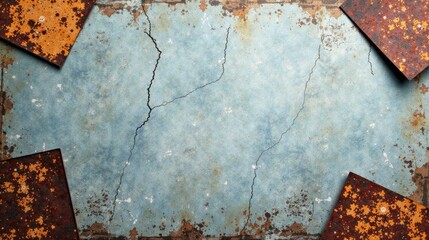 Poster - Rustic Weathered Metal Background with Cracked Paint and Rust
