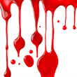 © Pam - Dripping blood isolated on white background. Flowing bloody stains, splashes and drops. Trail and drips red blood close up