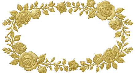 Wall Mural - frame of flower in gold for border for wallpaper