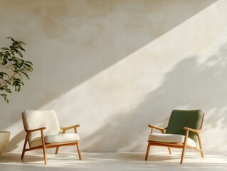 In a serene setting, two thoughtfully arranged chairs invite individuals to engage in open discussions about mental health and emotional wellness. Soft natural light enhances the calming atmosphere