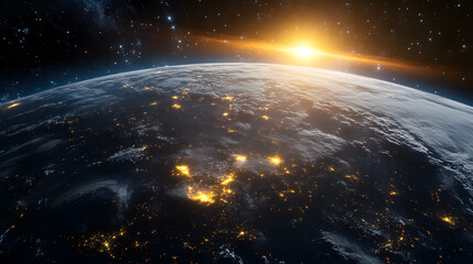 Wall Mural - planet earth viewed from space at night�3d render