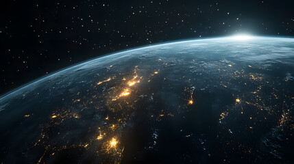 Wall Mural - planet earth viewed from space at night�3d render