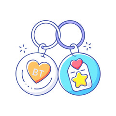 Wall Mural - best friend keychains vector icon, best friend keychains vector illustration - simple illustration of best friend keychains, perfect for logos,and best friend keychains -themed designs.