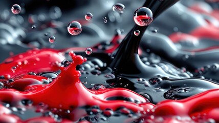 Poster - Splash of red and black paint on the ground