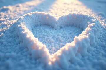 Poster - Heart-shaped snow indentation, sunlight glints , texture, clean