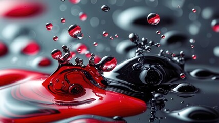 Poster - Splash of red and black liquid on a surface