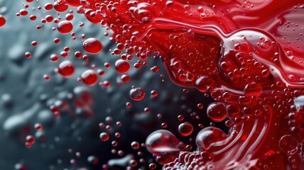 Poster - Red liquid with many small bubbles in it