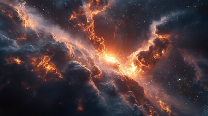 beautiful cosmic nebula with abstract color gradation