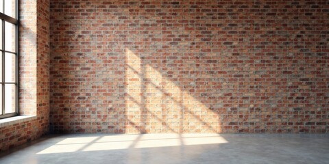 Aufkleber - Sunlit Industrial Interior with Exposed Brick Wall and Large Window