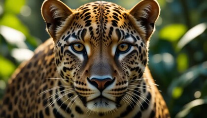 Majestic Leopard Portrait: A Close-Up Encounter with a Wild Cat in its Natural Habitat