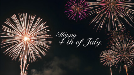 fireworks exploding in the night sky, with the text 