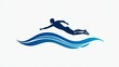 © Rosen Graphic - Simple Blue Swimming logo silhouette Sea Ocean Water Wave Logo design, Swimming logo design, Blue swimming logo with abstract silhouette, swimming person for swimming sport athlete logo design
