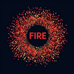 Wall Mural - playful circular logo design featuring bold text and colorful flame elements