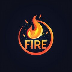 Wall Mural - Playful Logo Design Featuring Bold Circular Shape with Fire Element