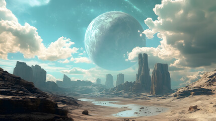 Wall Mural - a rising planet captivates with its beauty.