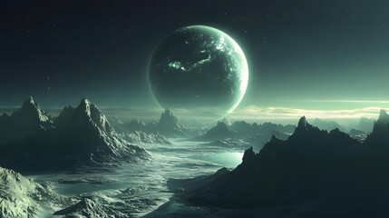 Wall Mural - a rising planet captivates with its beauty.