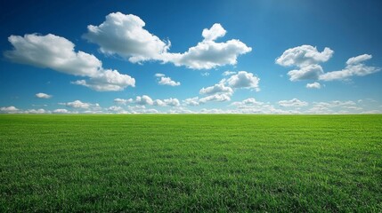 Wall Mural - Beautiful Green Field Under Blue Sky