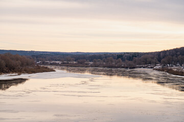 Wall Mural - winter landscape with river