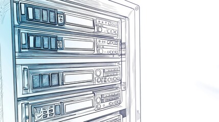 Poster - Modern Blue-White Server Infrastructure in a Futuristic Data Center, Highlighting Technology, Connectivity, and Organized IT Solutions, Generative AI