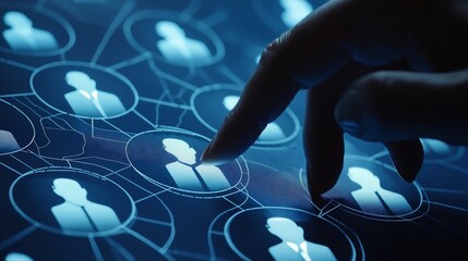 Aufkleber - Digital Profile Selection in a Futuristic Network, Representing Online Recruitment, Business Connectivity, and Professional Networking in a High-Tech World, Generative AI