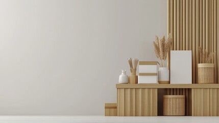 Wall Mural - Minimalist decor featuring natural materials and neutral tones for a serene ambiance.