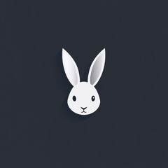 Wall Mural - White rabbit, minimalist design, dark background, logo, app icon