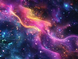 Wall Mural - abstract space art with colorful nebula and stars