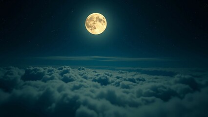 romantic moon in starry night over clouds