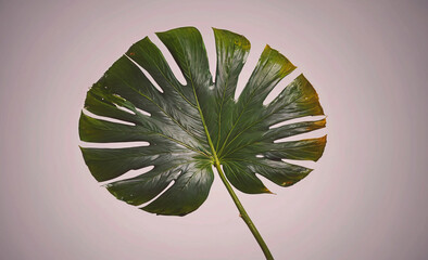 Poster - Leaf of a plant is shown in the image. The leaf is green and has a brown spot on it