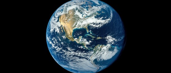 Wall Mural - a view of planet earth in space with clouds
