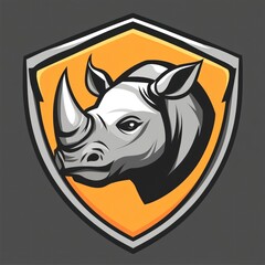 Wall Mural - Rhino head shield logo design,  graphic, mascot, abstract background