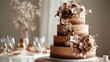 © iPhoto - Luxurious mocha mousse themed cake with copy space.