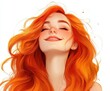 © BrandwayArt - Joyful expression of a woman with vibrant orange hair enjoying the moment